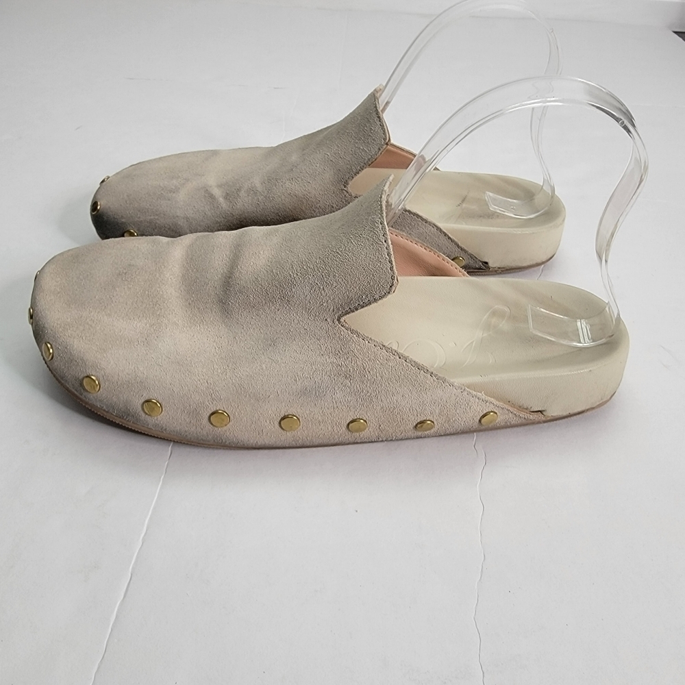 J  Crew Sz 10 Pacific Studded Marlow Mule Clogs Gray Tan Coastal BE772